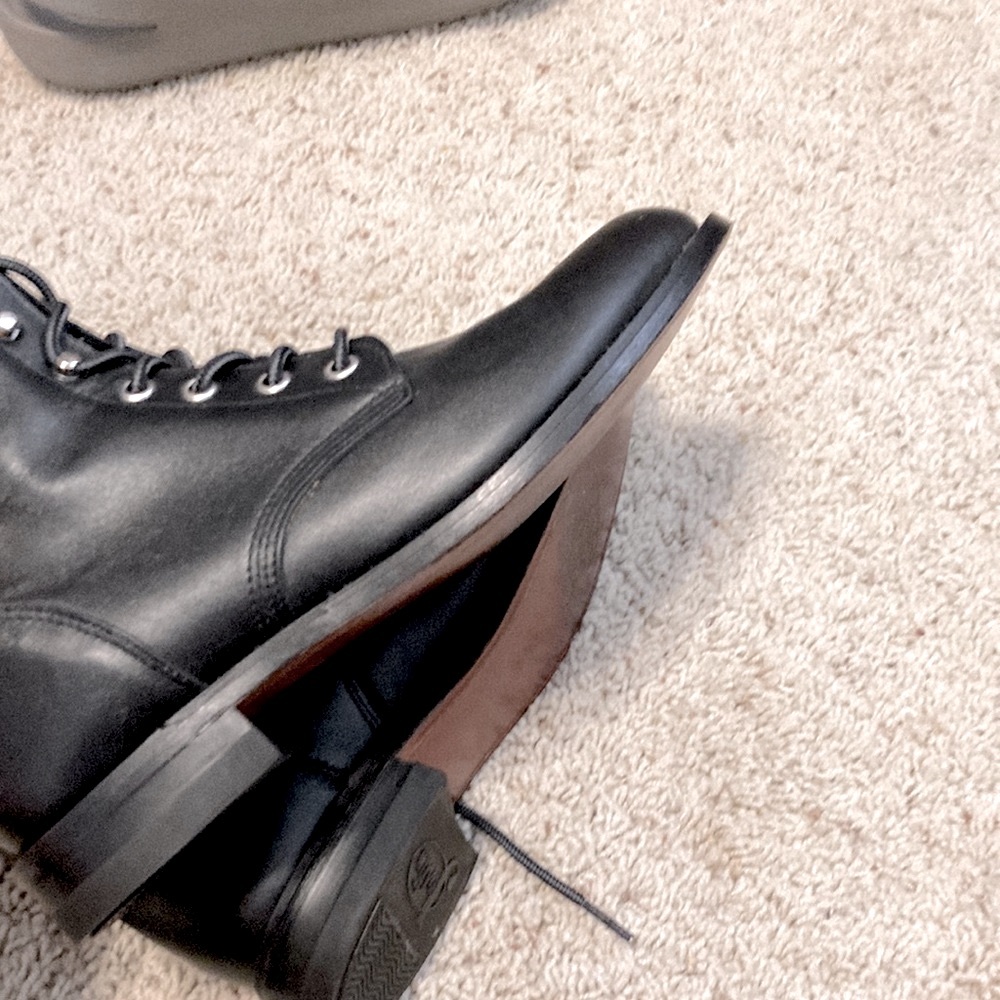 Vintage JUSTIN Black Leather Western Lace-up Boots Excellent Condition - Picture 6 of 7